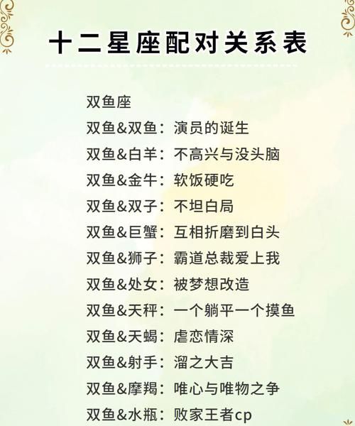 12星座符号配对表